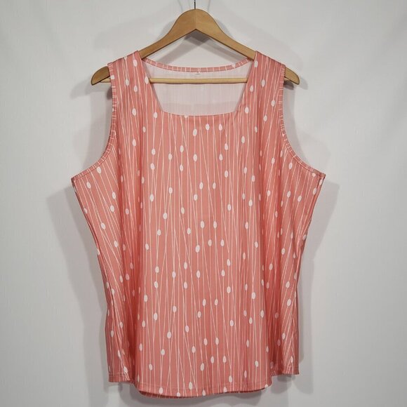 Tops - Unbranded  Pink Peach White Polka Dot Tank  Size 4X